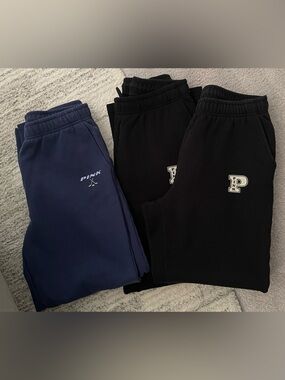 PINK Logo Sweatpants - Navy and Black